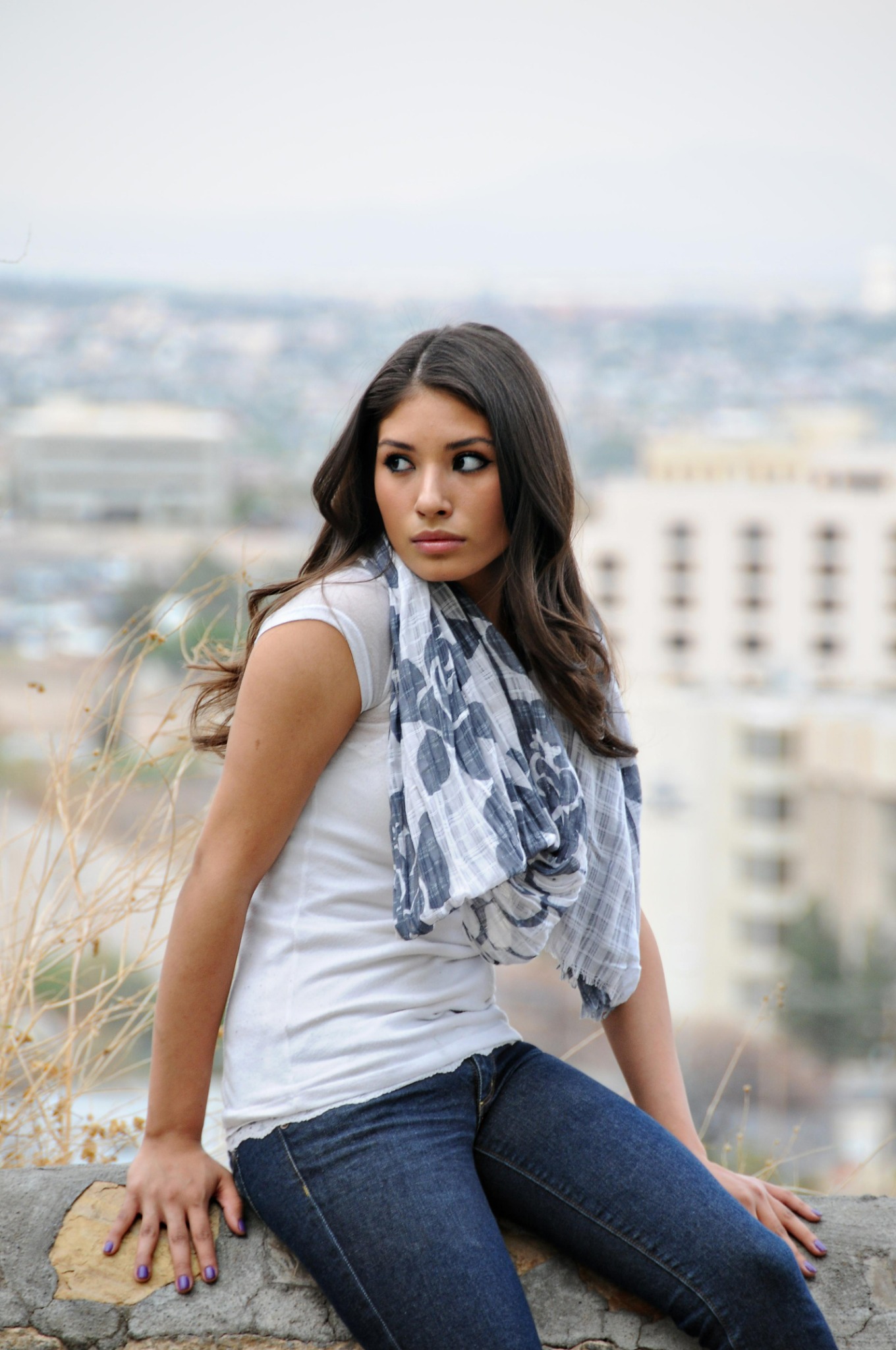 High school senior portrait overlooking downtown El Paso